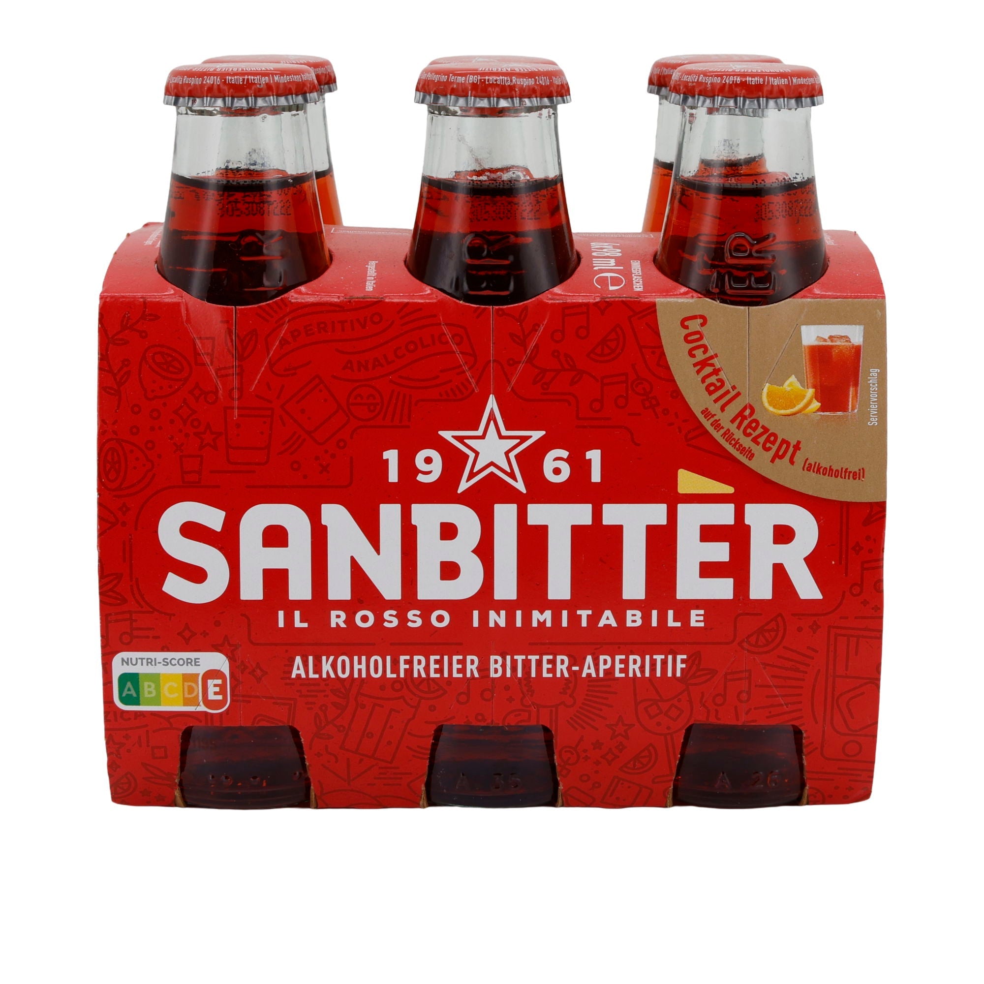 Bitter-Aperitif Sanbittèr | Alkoholfrei | Aus Italien | 6 x 100 ml Sanbitter
